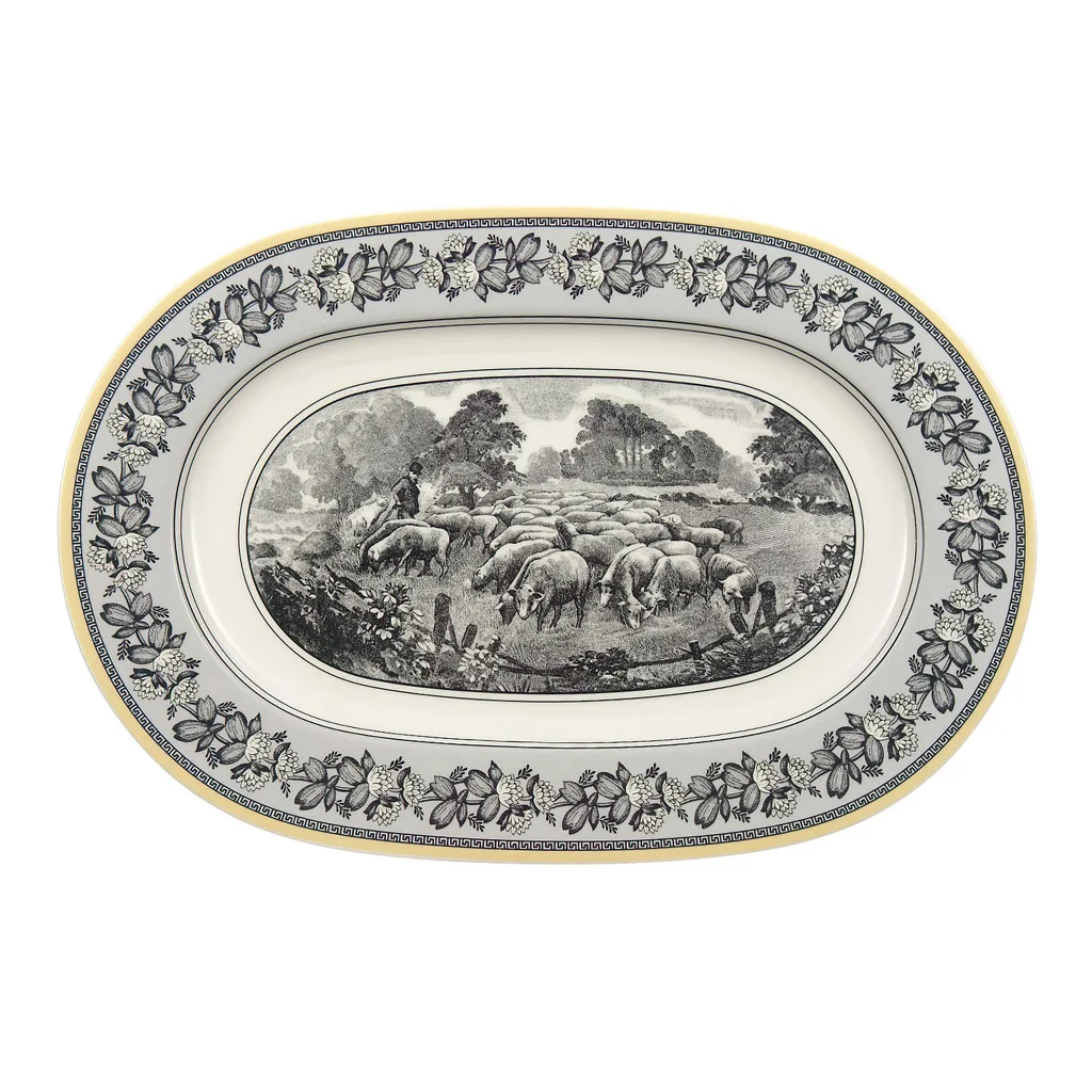 Villeroy & Boch Audun Serving Platter – 34.2 x 13.5 cm, Premium Porcelain Villeroy & Boch Audun Serving Platter, multicoloured engraving motif, premium porcelain, 34.2 x 13.5 cm