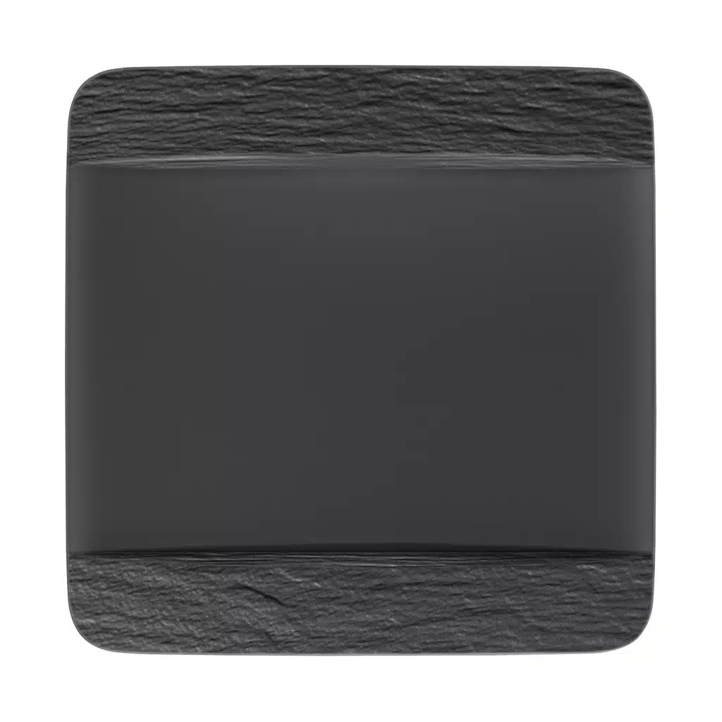 Villeroy & Boch Manufacture Rock black square dinner plate 27.9cm premium porcelain slate finish