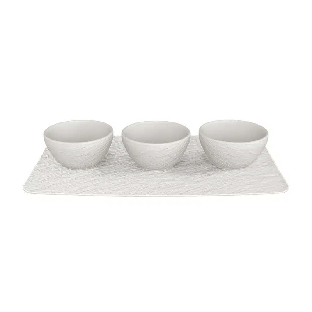 Villeroy & Boch Manufacture Rock white 4 piece dip bowl set premium porcelain slate finish