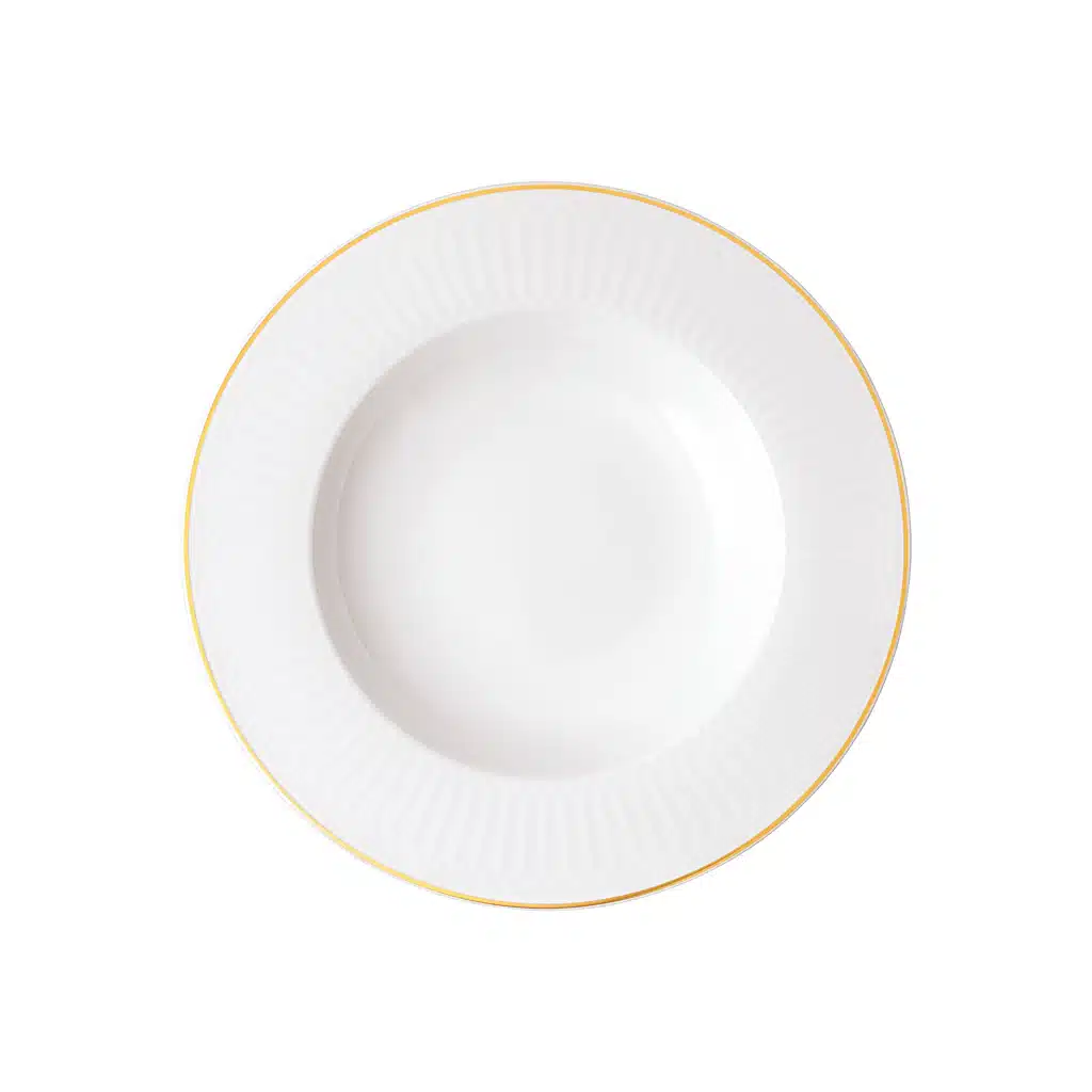 Villeroy & Boch Chateau Septfontaines white soup plate 24.8cm bone porcelain 20k gold