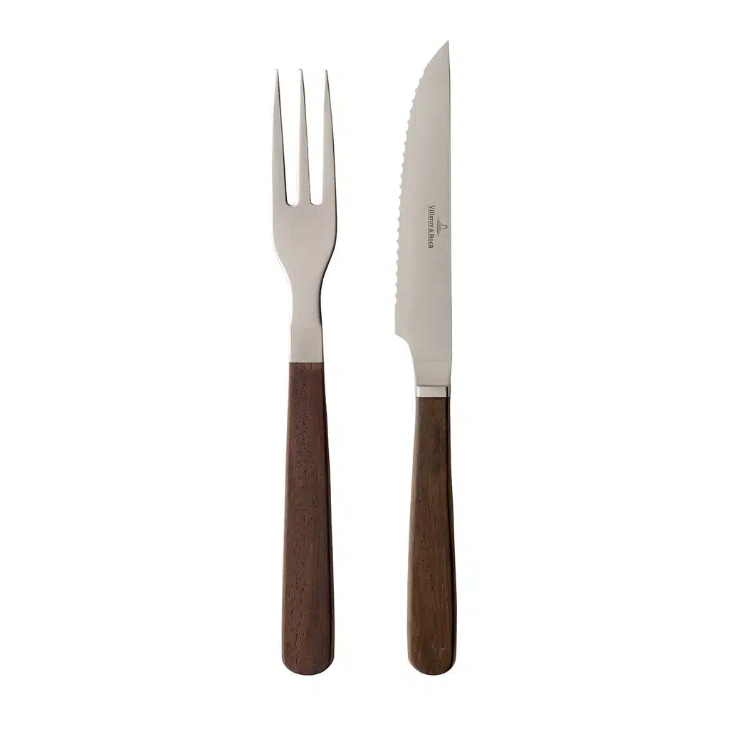 Villeroy & Boch Texas Pizza/Steak Set 2pc - Luxury Stainless Steel & Walnut