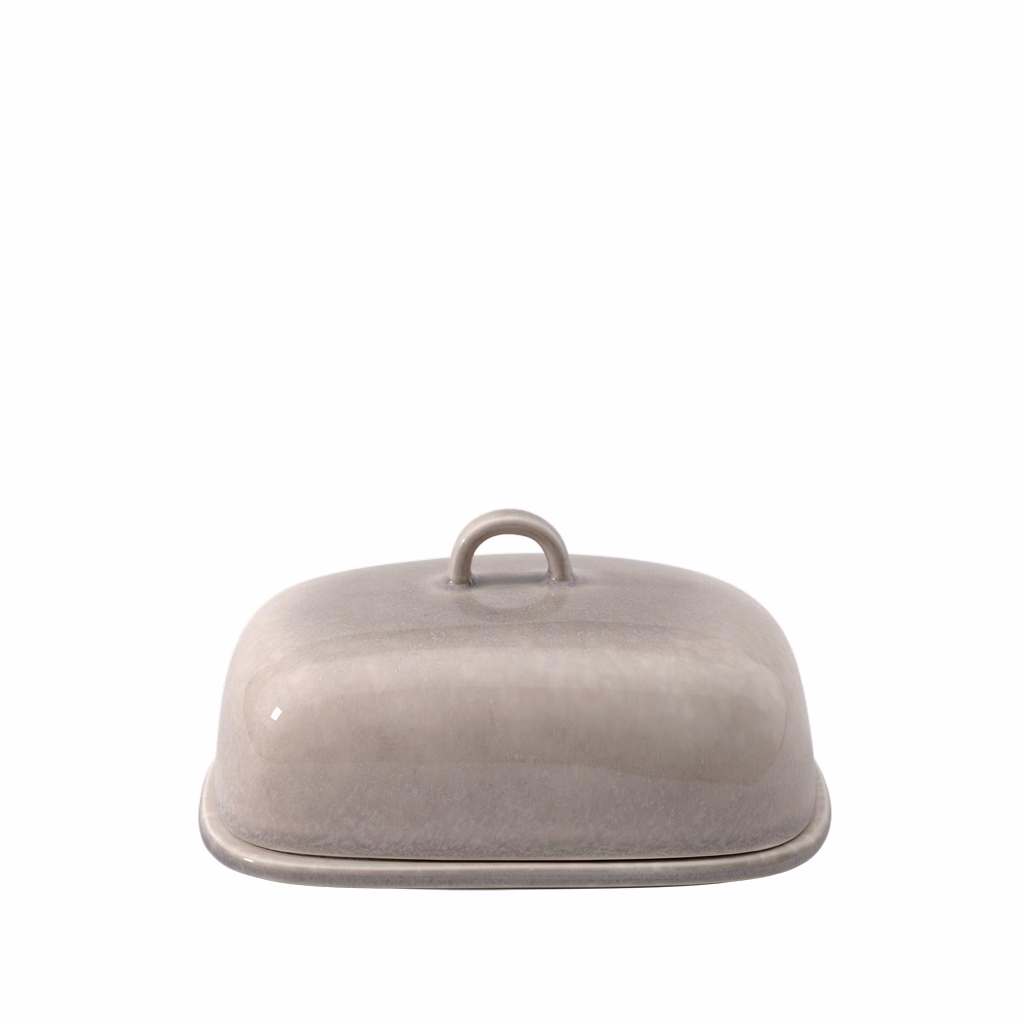 Perlemor Butter Dish in beige premium porcelain from Villeroy & Boch, premium serving piece.