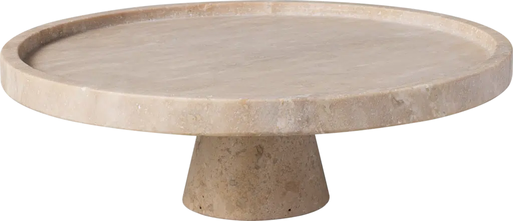 Villeroy & Boch Manufacture Travertine footed serving platter 28cm beige stone