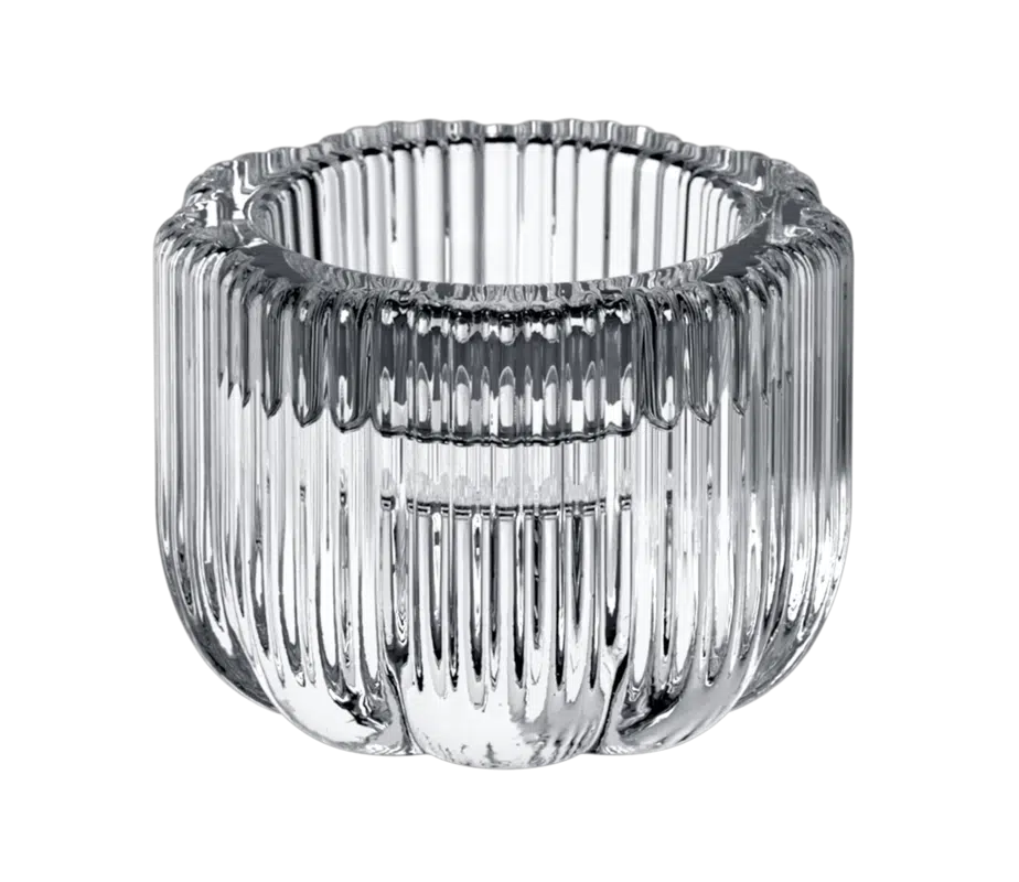 Villeroy & Boch Fleur clear glass candleholder 6.3cm textured relief design