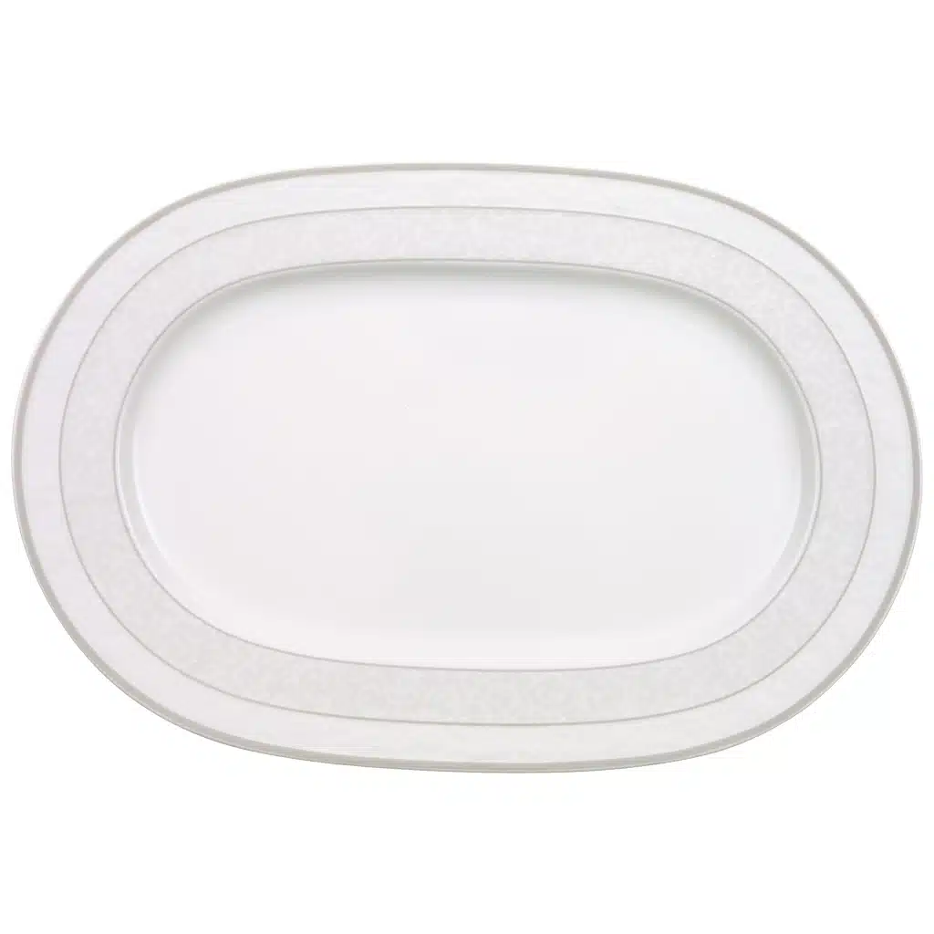 Villeroy & Boch Gray Pearl serving platter white 35x24 cm premium bone porcelain