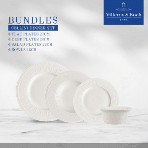 Villeroy & Boch Cellini Dinner Set – 24-piece porcelain dinnerware bundle with plates and bowls
